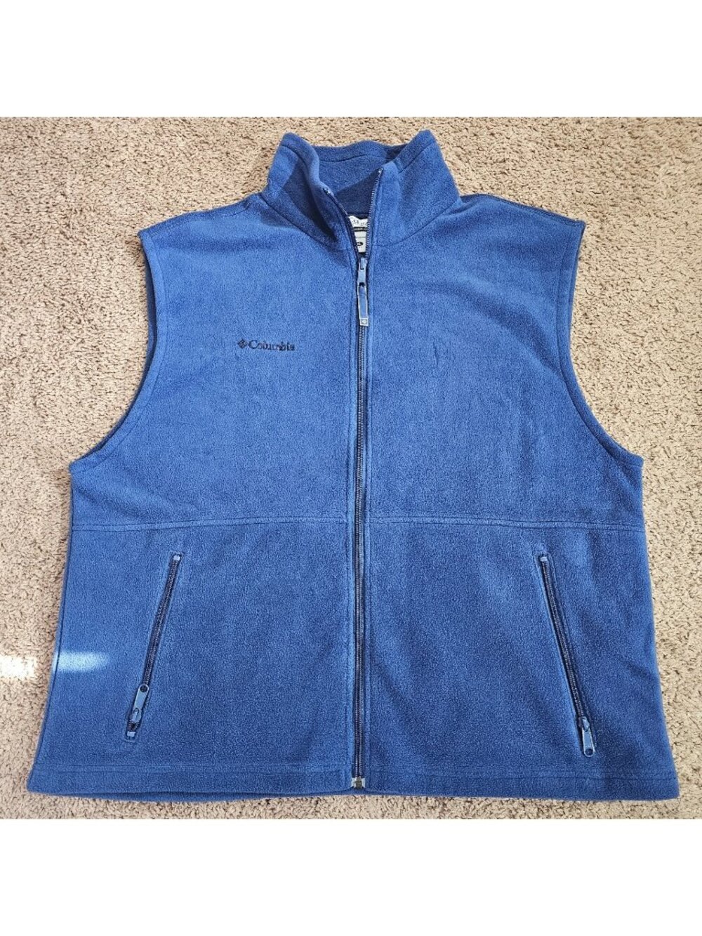 Columbia Cathedral Peak Fleece Vest Mens XL BLue Full Zip Pockets WM1480 - Picture 1 of 9